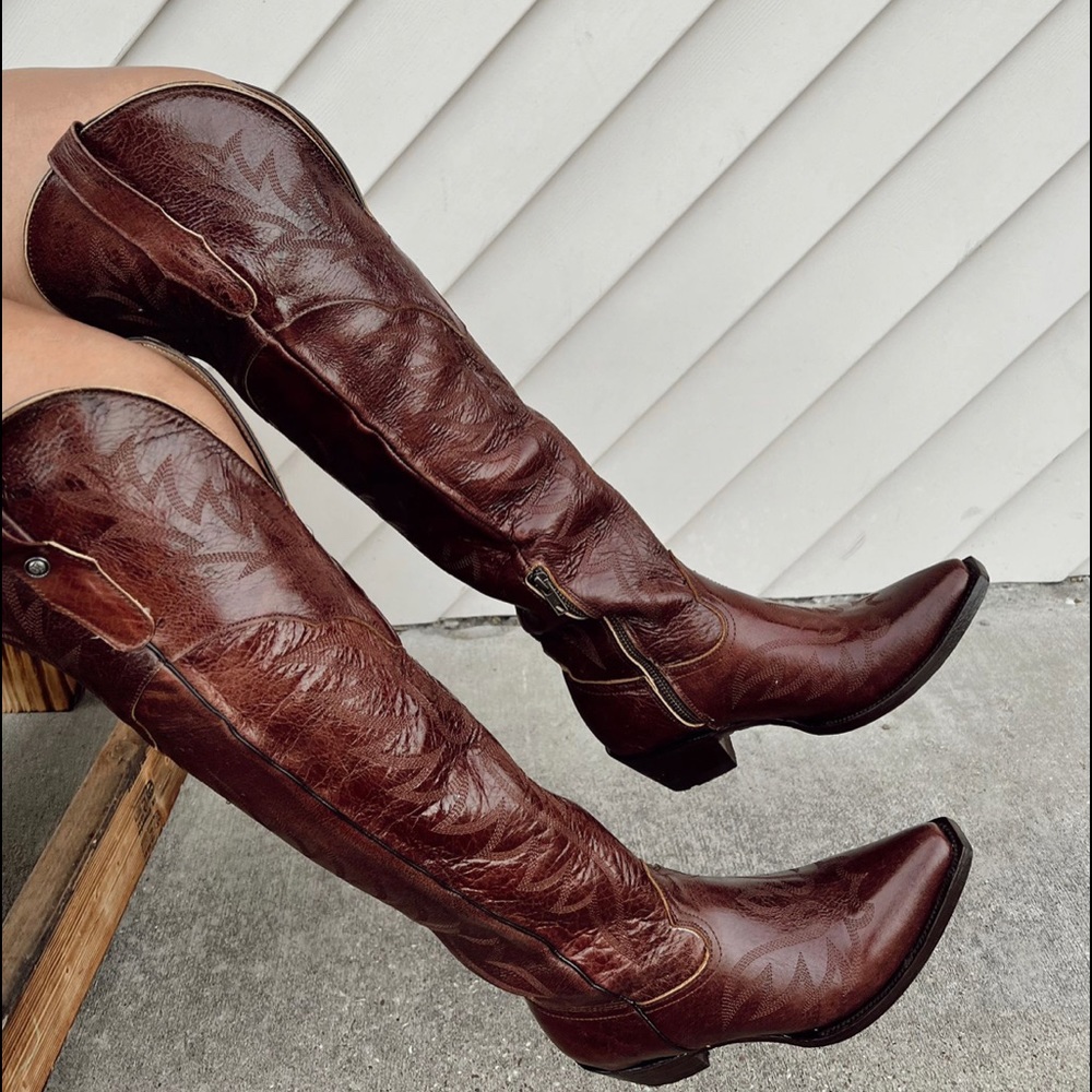 Brand new over thr knee brown cowboy boots